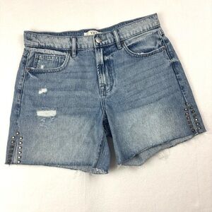 NWT Vici LA Light Wash Studded Raw Hem Midrise 100% Cotton Jean Shorts Size 27